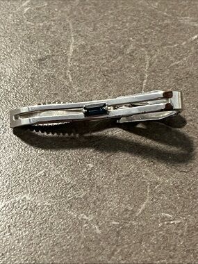 2” Swank Men's Silver tone Tie Clip with Blue Accent